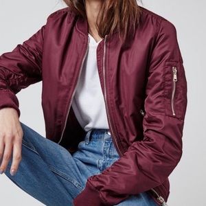 TOPSHOP Burgundy Bomber Jacket small 4